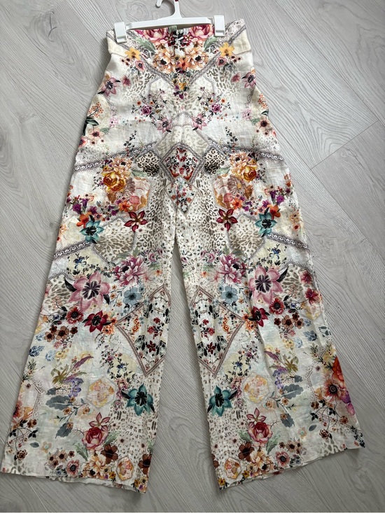 Camilla Pants - Camilla Cream Floral Wide-Leg Paper Bag Waist Palazzo Pants